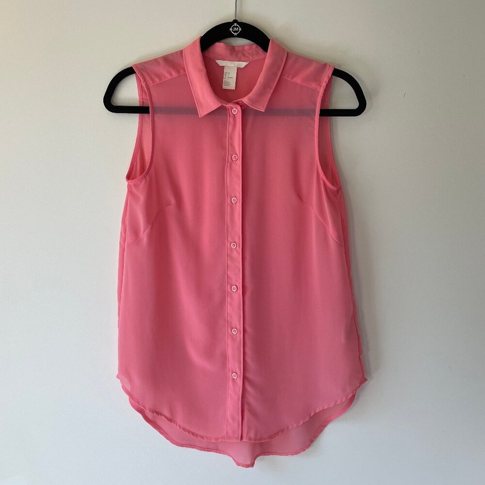 H&M sleeveless button-up, women’s, size: 4, color: pink